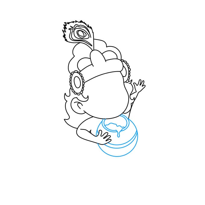 Hướng dẫn cách vẽ thần Lord Krishna đơn giản cho bé - Bước 6