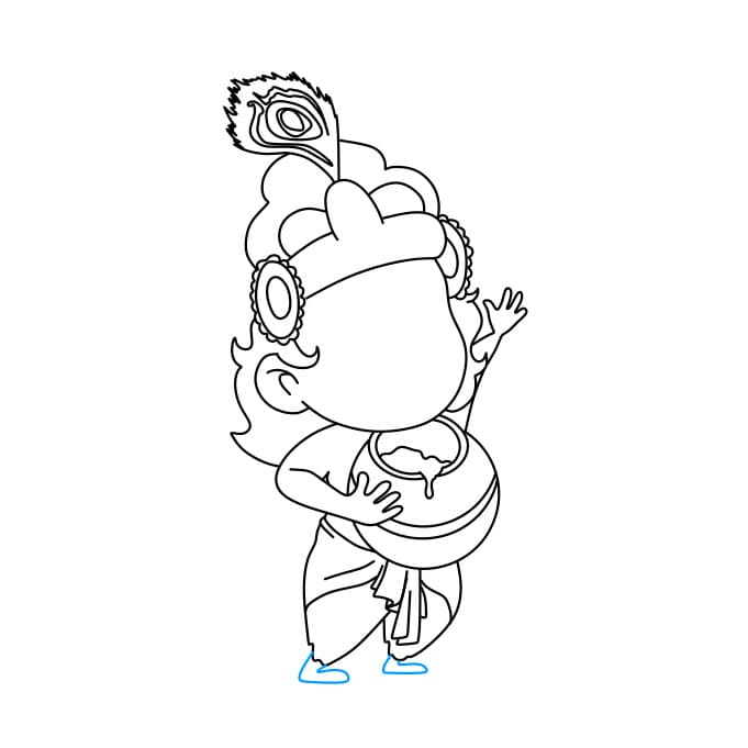 Hướng dẫn cách vẽ thần Lord Krishna đơn giản cho bé - Bước 8