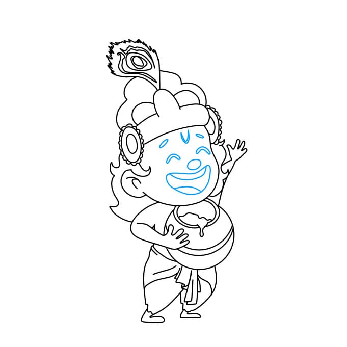 Hướng dẫn cách vẽ thần Lord Krishna đơn giản cho bé - Bước 9