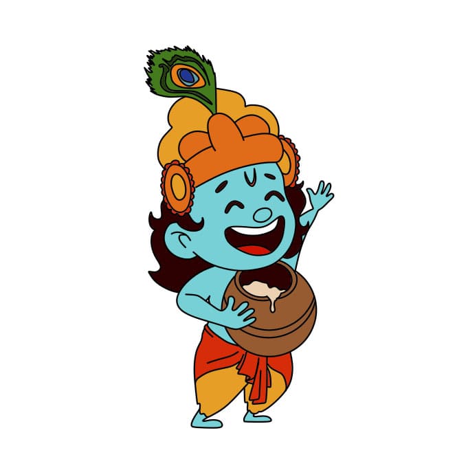 Hướng dẫn cách vẽ thần Lord Krishna đơn giản cho bé