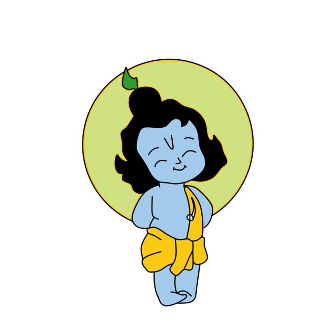 Hướng dẫn cách vẽ thần Lord Krishna đáng yêu cho bé