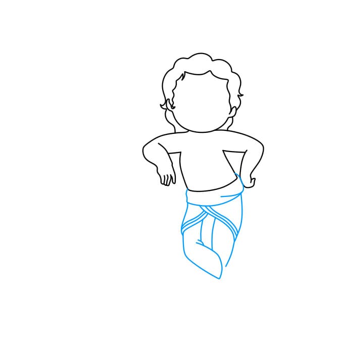 Hướng dẫn cách vẽ thần Lord Krishna đơn giản cho bé - Bước 5