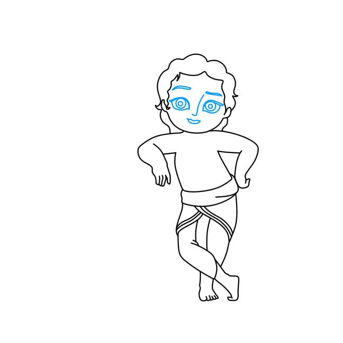 Hướng dẫn cách vẽ thần Lord Krishna đơn giản cho bé - Bước 7