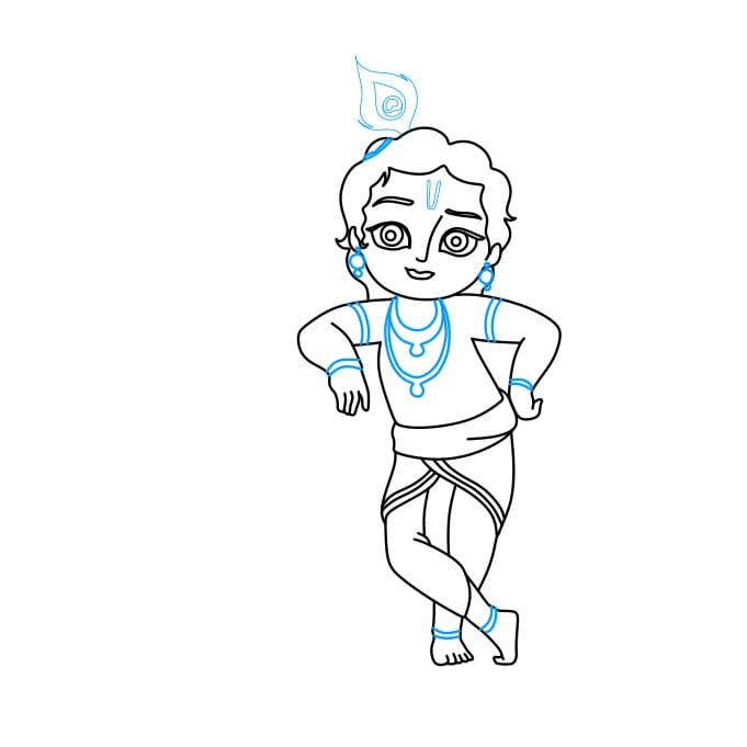 Hướng dẫn cách vẽ thần Lord Krishna đơn giản cho bé - Bước 8