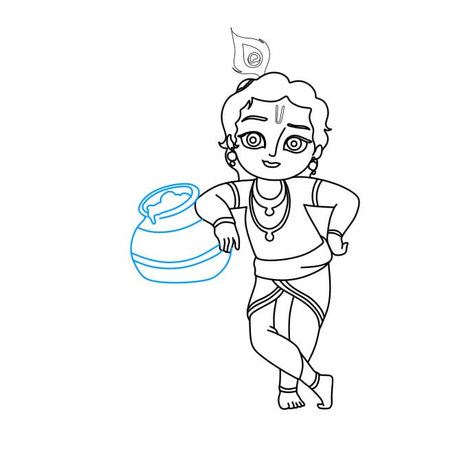 Hướng dẫn cách vẽ thần Lord Krishna đơn giản cho bé - Bước 9