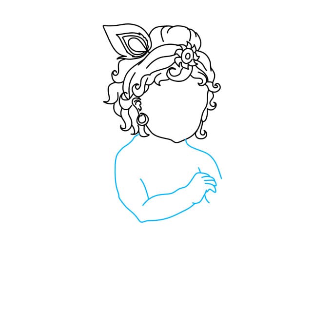 Hướng dẫn cách vẽ thần Lord Krishna đơn giản cho bé - Bước 5