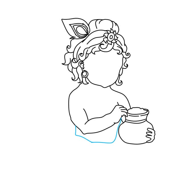 Hướng dẫn cách vẽ thần Lord Krishna đơn giản cho bé - Bước 6