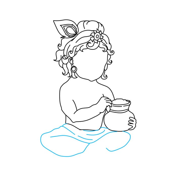 Hướng dẫn cách vẽ thần Lord Krishna đơn giản cho bé - Bước 7