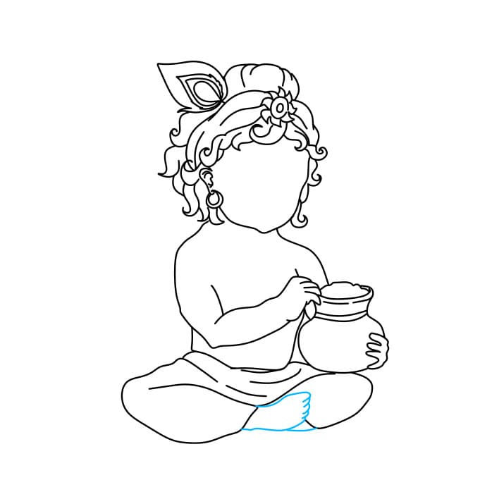 Hướng dẫn cách vẽ thần Lord Krishna đơn giản cho bé - Bước 8