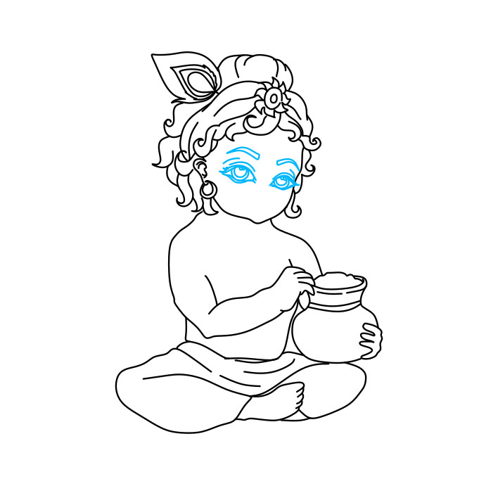 Hướng dẫn cách vẽ thần Lord Krishna đơn giản cho bé - Bước 9
