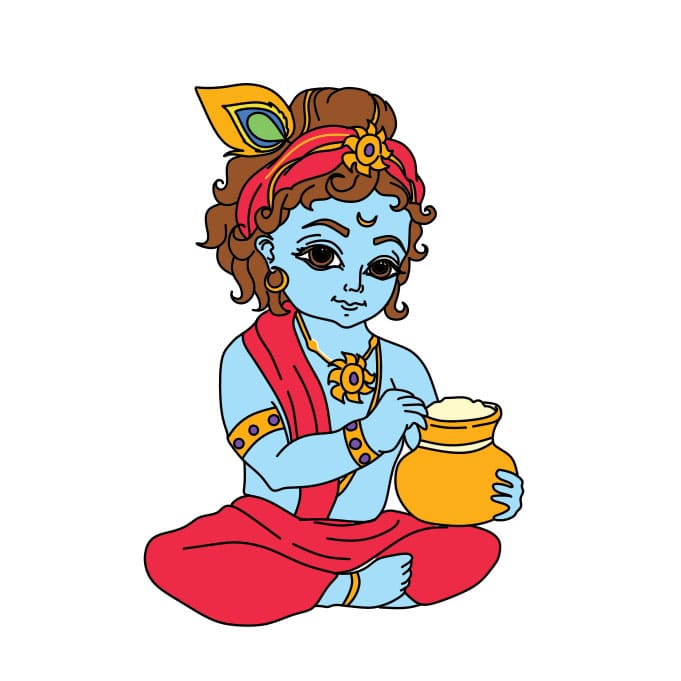 Hướng dẫn cách vẽ thần Lord Krishna đơn giản cho bé
