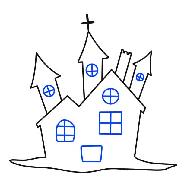 Hướng dẫn vẽ ngôi nhà kinh dị - Bước 5