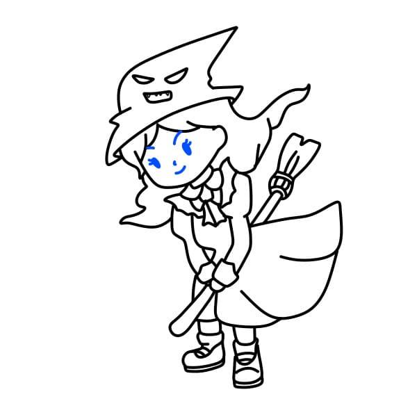 Hướng dẫn vẽ phù thủy đang cưỡi chổi - Bước 10