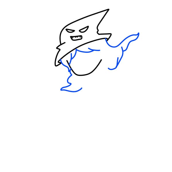 Hướng dẫn vẽ phù thủy đang cưỡi chổi - Bước 3