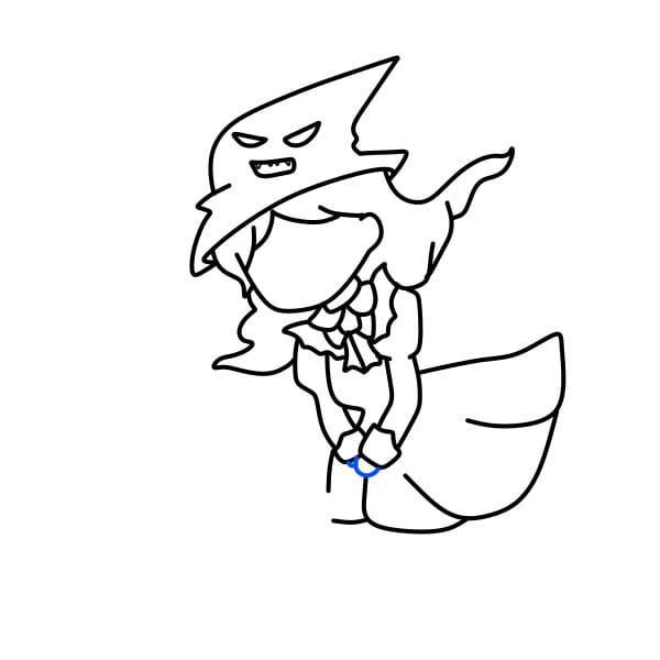 Hướng dẫn vẽ phù thủy đang cưỡi chổi - Bước 7