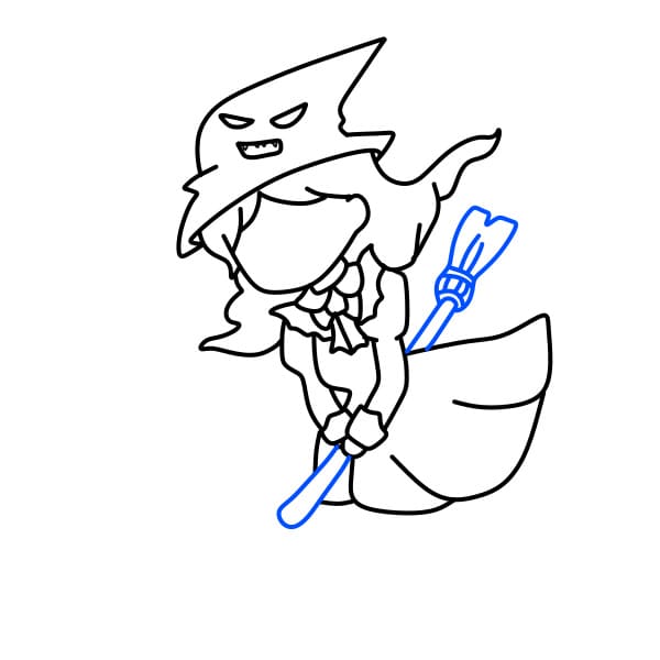 Hướng dẫn vẽ phù thủy đang cưỡi chổi - Bước 8