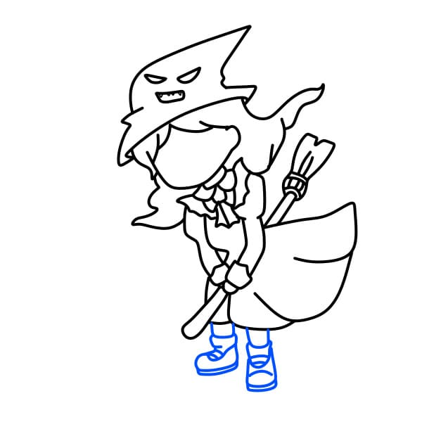 Hướng dẫn vẽ phù thủy đang cưỡi chổi - Bước 9