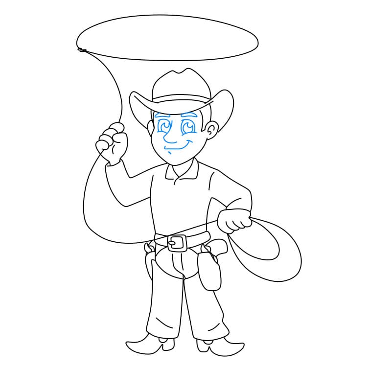 Hướng dẫn vẽ chàng cao bồi đơn giản và đẹp - Bước 7