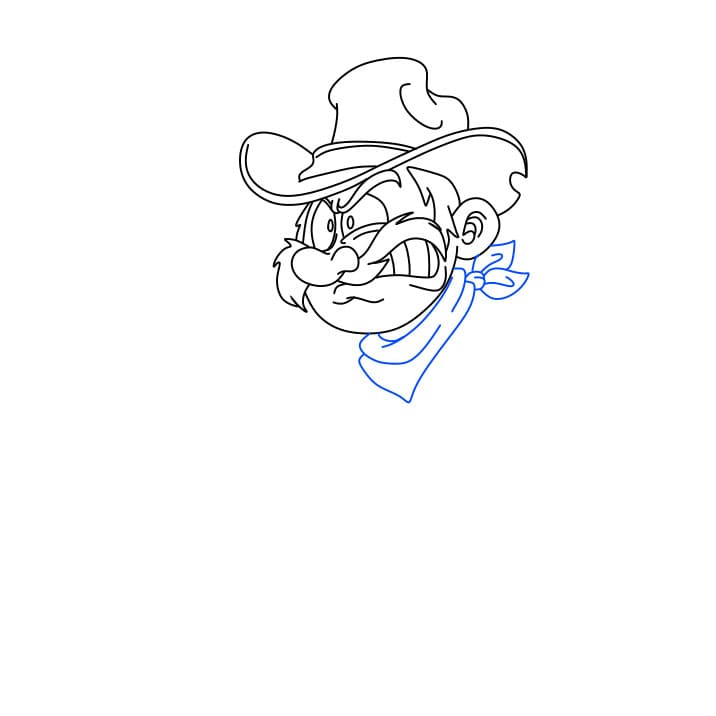 Hướng dẫn vẽ cao bồi đang cầm súng cho bé - Bước 3