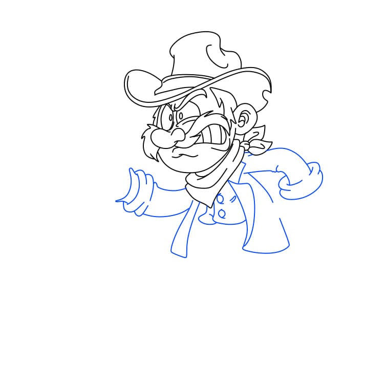 Hướng dẫn vẽ cao bồi đang cầm súng cho bé - Bước 4