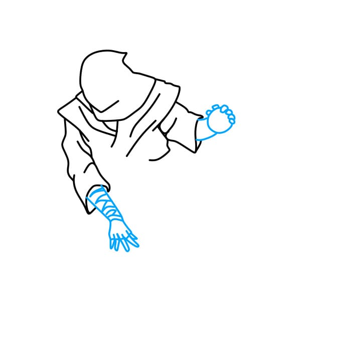 Hướng dẫn vẽ chiến binh Ninja đang chiến đấu - Bước 3