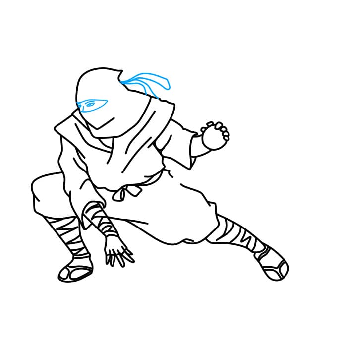 Hướng dẫn vẽ chiến binh Ninja đang chiến đấu - Bước 6