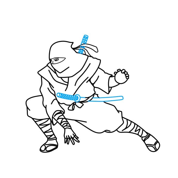 Hướng dẫn vẽ chiến binh Ninja đang chiến đấu - Bước 7