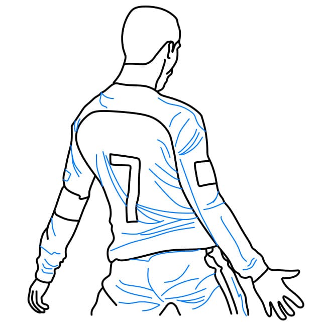 Hướng dẫn cách vẽ Cristiano Ronaldo – một cầu thủ bóng đá nổi tiếng đơn giản và đẹp cho bé - Bước 8