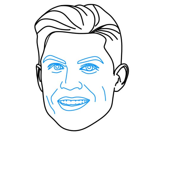 Hướng dẫn cách vẽ chân dung của Cristiano Ronaldo – một cầu thủ bóng đá nổi tiếng đơn giản và đẹp cho bé - Bước 4