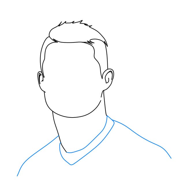 Hướng dẫn cách vẽ chân dung của Cristiano Ronaldo – một cầu thủ bóng đá nổi tiếng đơn giản và đẹp cho bé - Bước 5