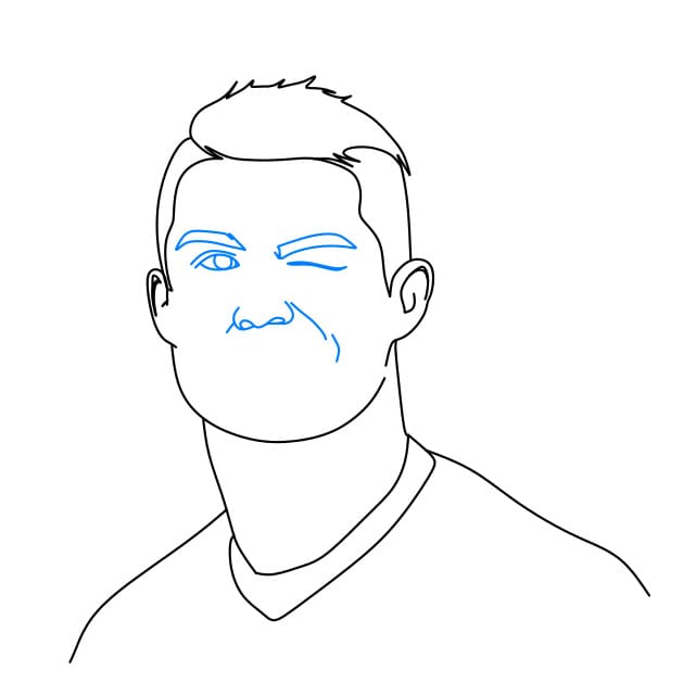 Hướng dẫn cách vẽ chân dung của Cristiano Ronaldo – một cầu thủ bóng đá nổi tiếng đơn giản và đẹp cho bé - Bước 6