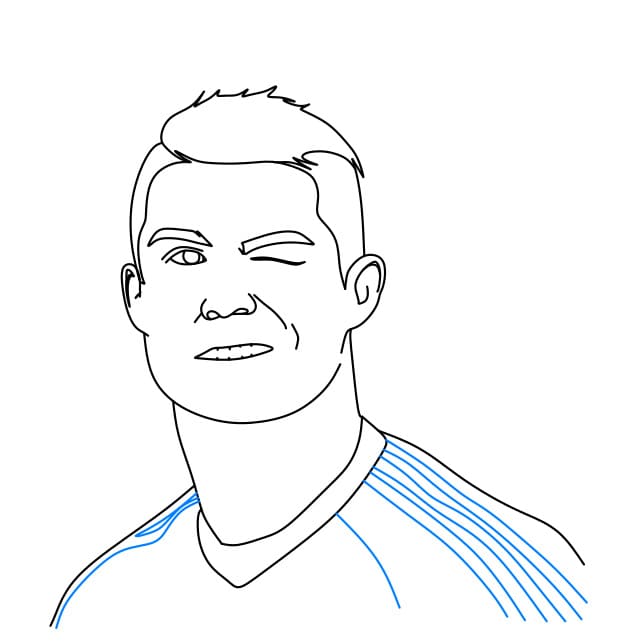 Hướng dẫn cách vẽ chân dung của Cristiano Ronaldo – một cầu thủ bóng đá nổi tiếng đơn giản và đẹp cho bé - Bước 7