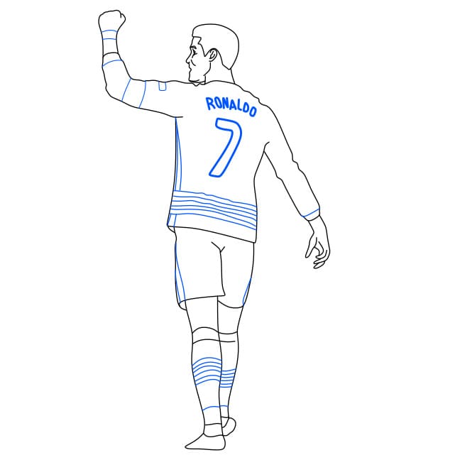 Hướng dẫn cách vẽ Cristiano Ronaldo – một cầu thủ bóng đá nổi tiếng đơn giản và đẹp cho bé - Bước 10