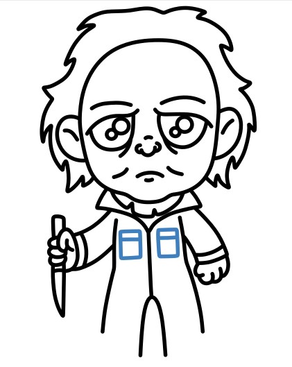Hướng dẫn vẽ Michael Myers tí hon với con dao sắc lẹm. - Bước 12