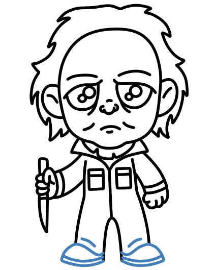 Hướng dẫn vẽ Michael Myers tí hon với con dao sắc lẹm. - Bước 13