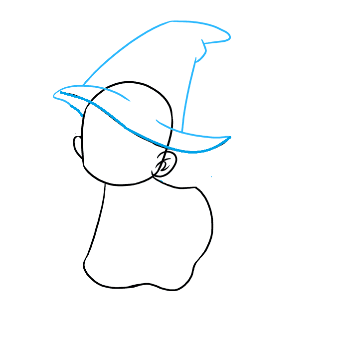 Hướng dẫn cách vẽ phù thủy đang cưỡi chổi bay thật đơn giản cho bé - Bước 4