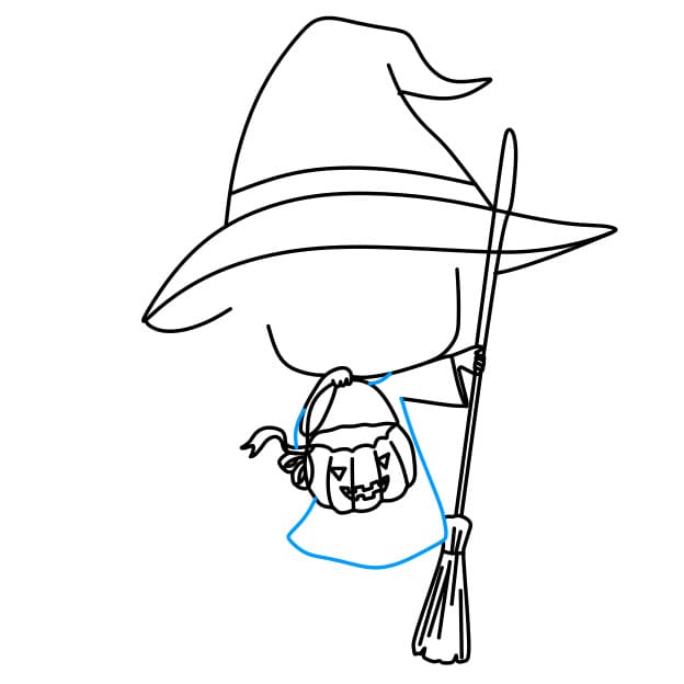 Hướng dẫn vẽ phù thủy đáng yêu , dễ thương cho bé - Bước 5