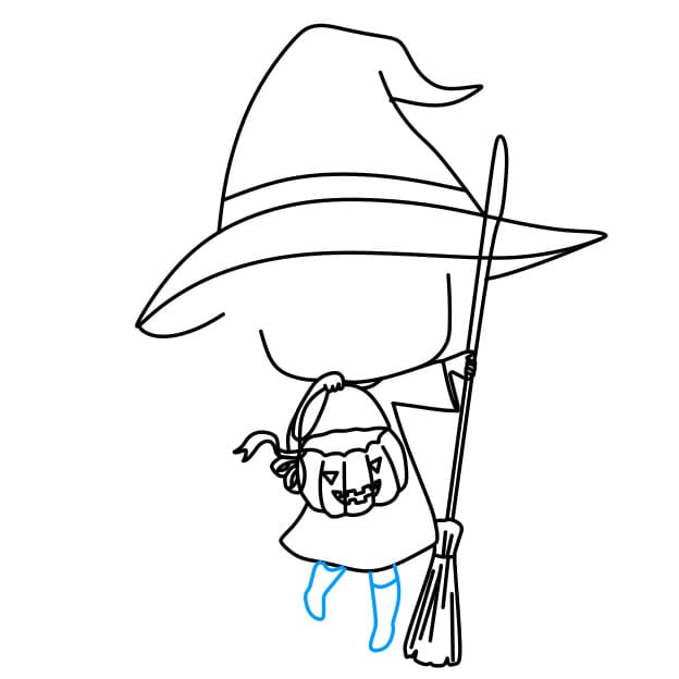 Hướng dẫn vẽ phù thủy đáng yêu , dễ thương cho bé - Bước 6