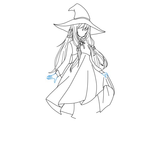 Hướng dẫn vẽ cô bé phù thủy xinh đẹp cho bé - Bước 5