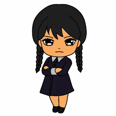Hướng dẫn vẽ Wednesday addams phong cách chibi.