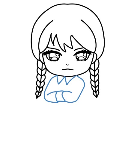 Hướng dẫn vẽ Wednesday addams phong cách chibi. - Bước 6