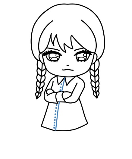 Hướng dẫn vẽ Wednesday addams phong cách chibi. - Bước 8