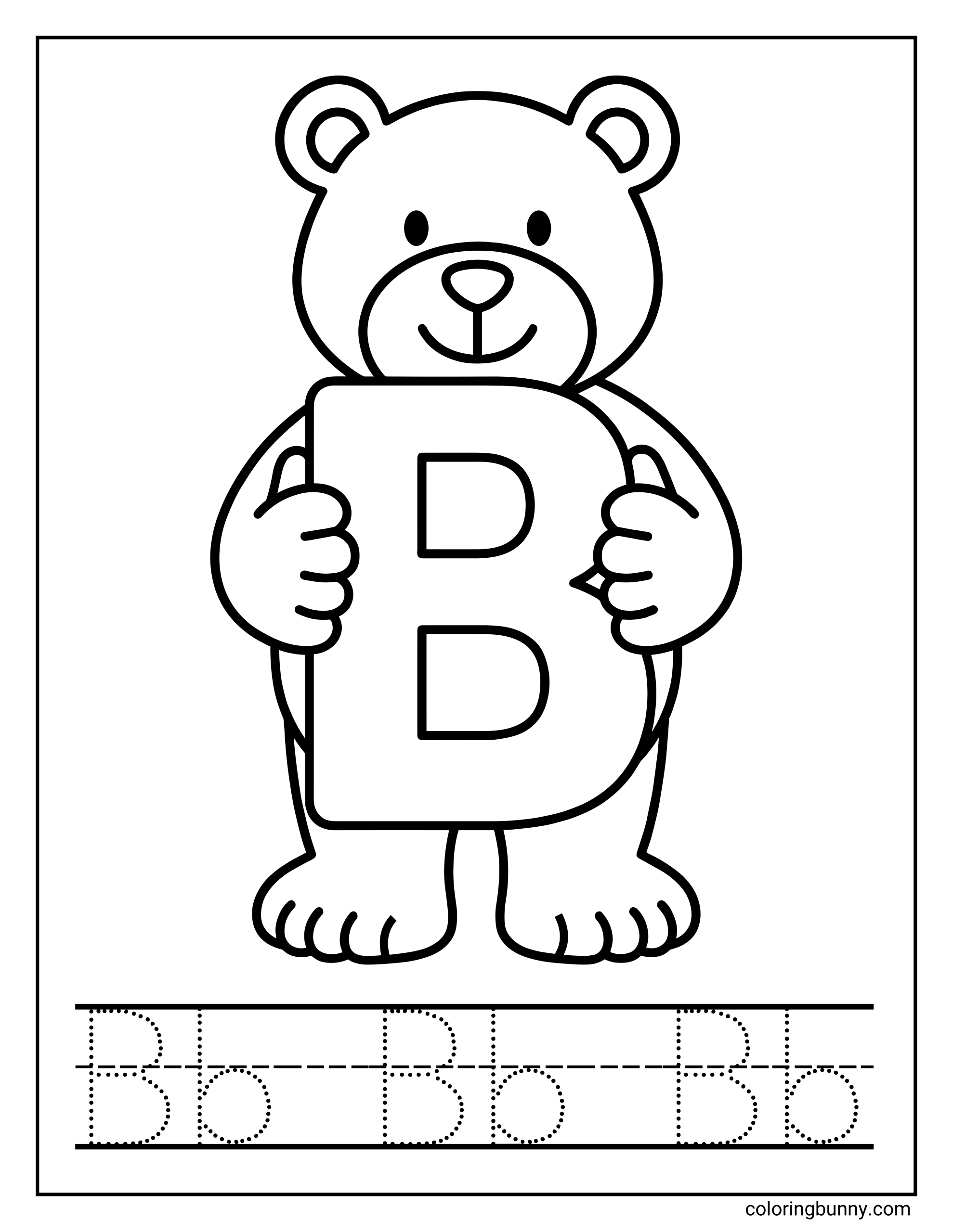 Gấu Dễ Thương Cầm Chữ B