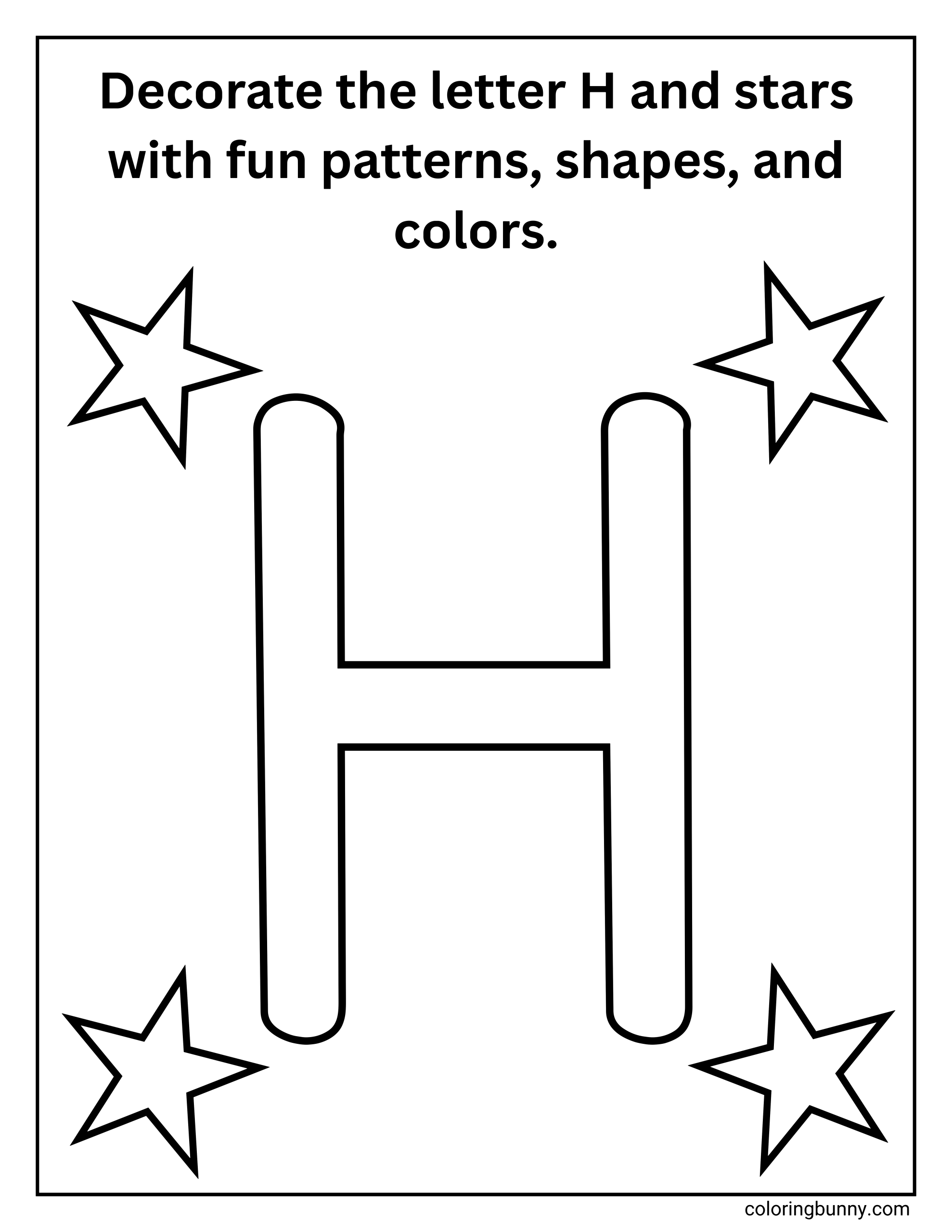 Tự Trang Trí Trang Tô Màu Chữ H