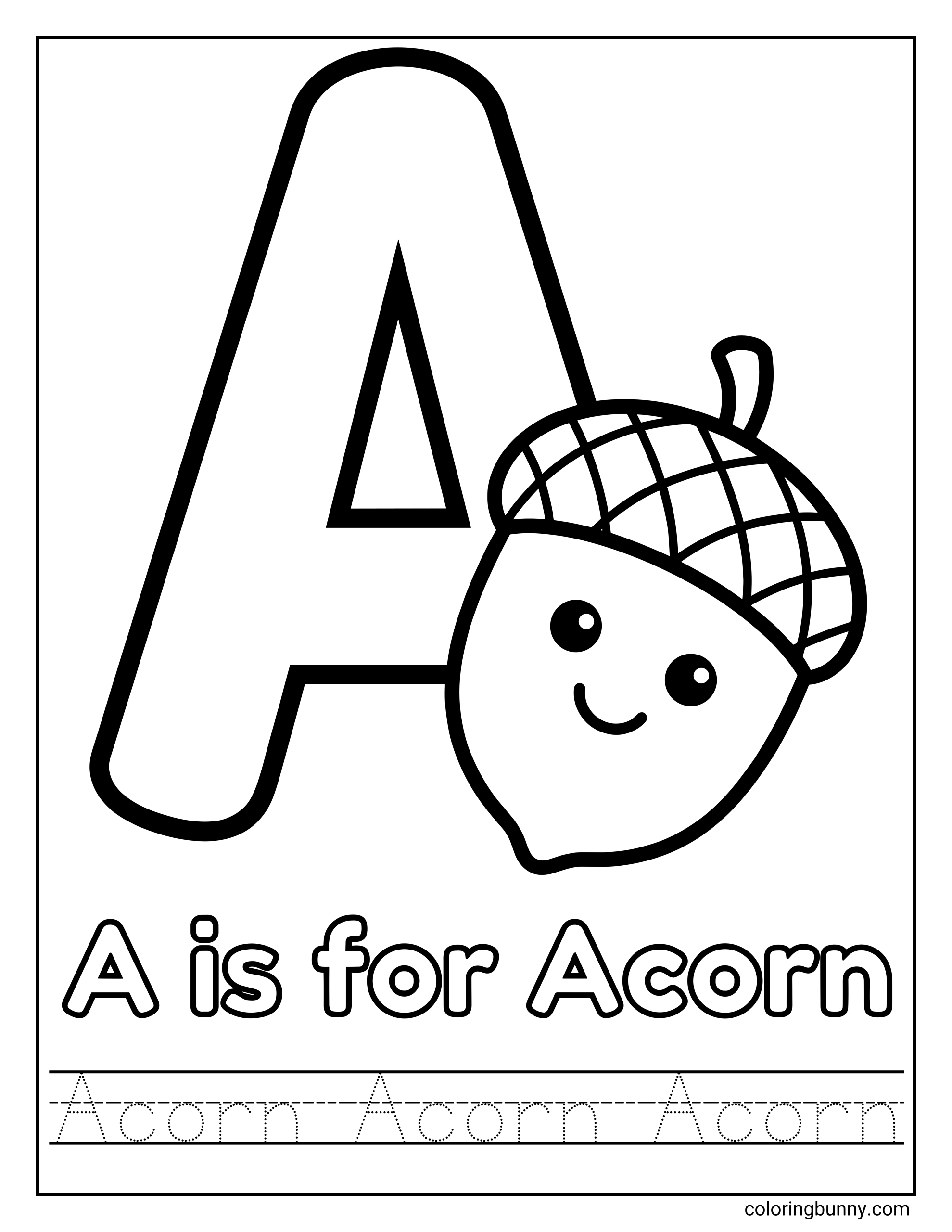 Chữ A là cho Hạt Dẻ Trang Tô Màu