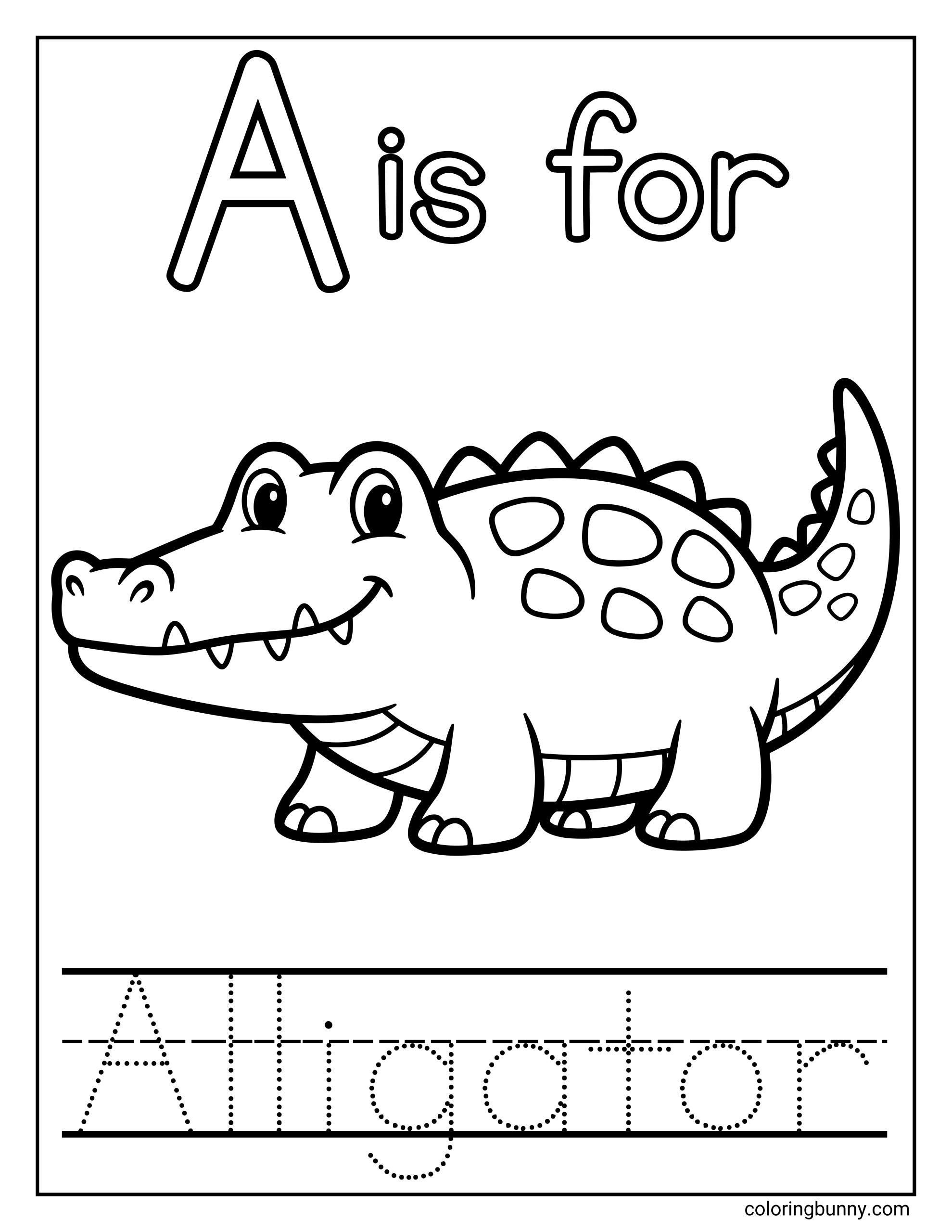 Chữ A là cho Cá Sấu Trang Tô Màu