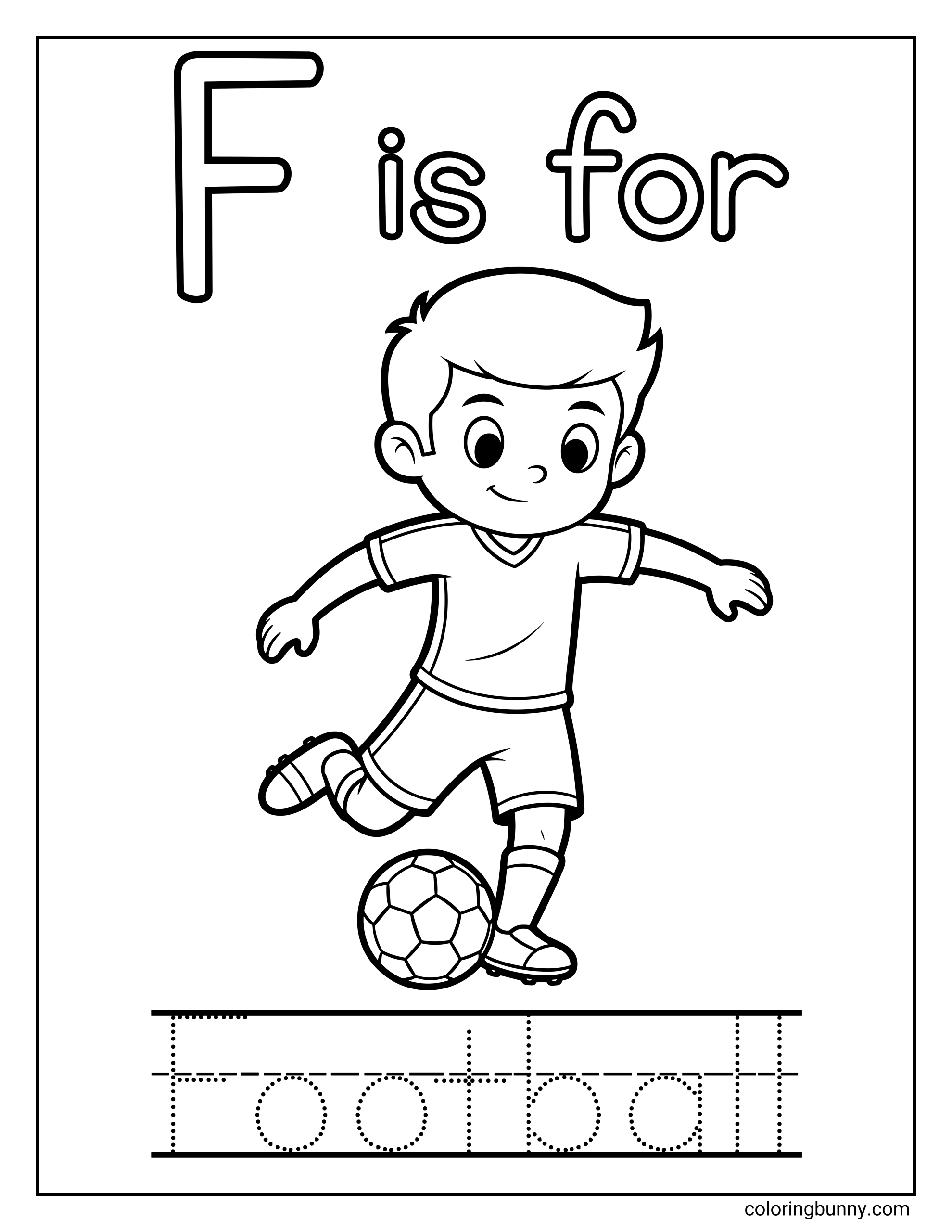 Chữ F là cho Bóng Đá - Trang Tô Màu 2