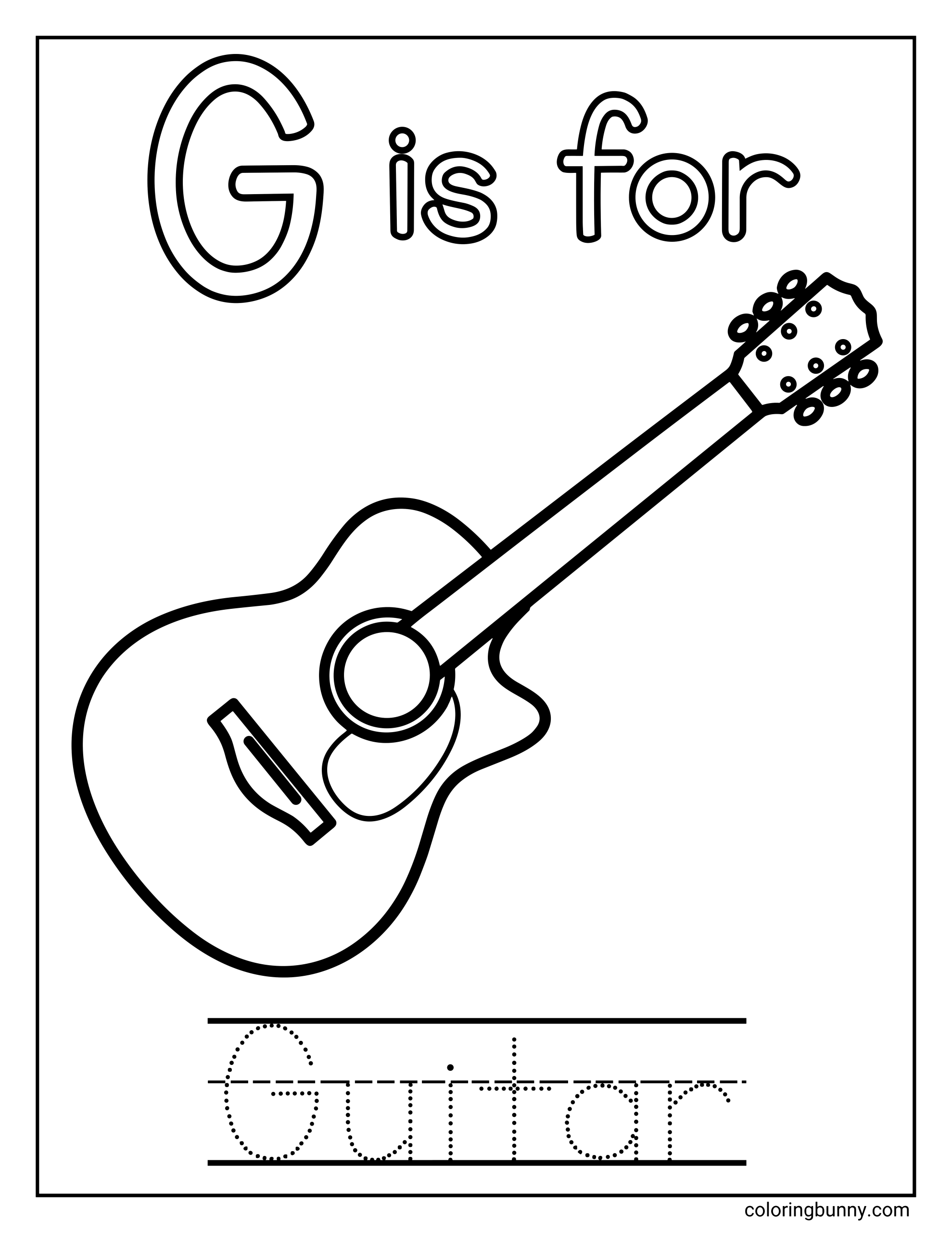 Chữ G là cho Đàn Guitar Trang Tô Màu