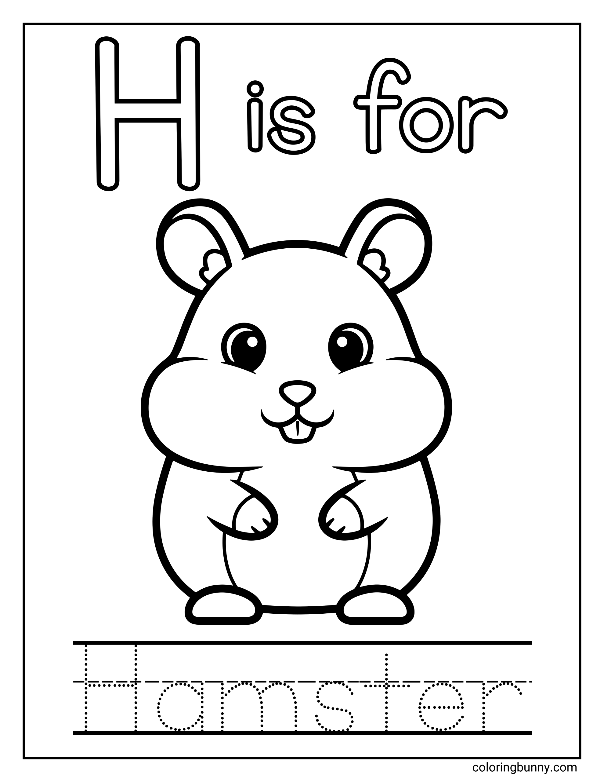 Chữ H là Chuột Hamster - Trang Tô Màu