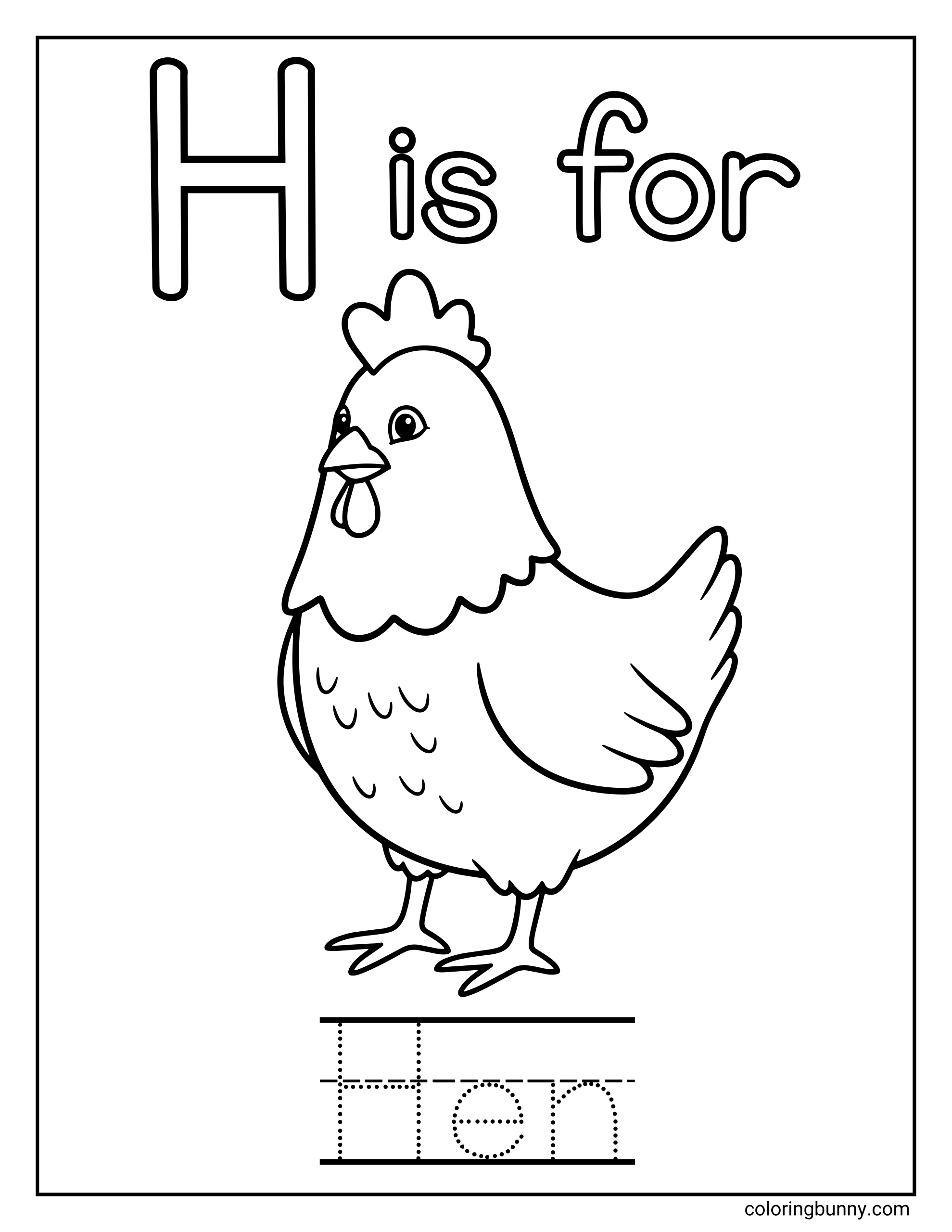 Chữ H là Gà Mái - Trang Tô Màu